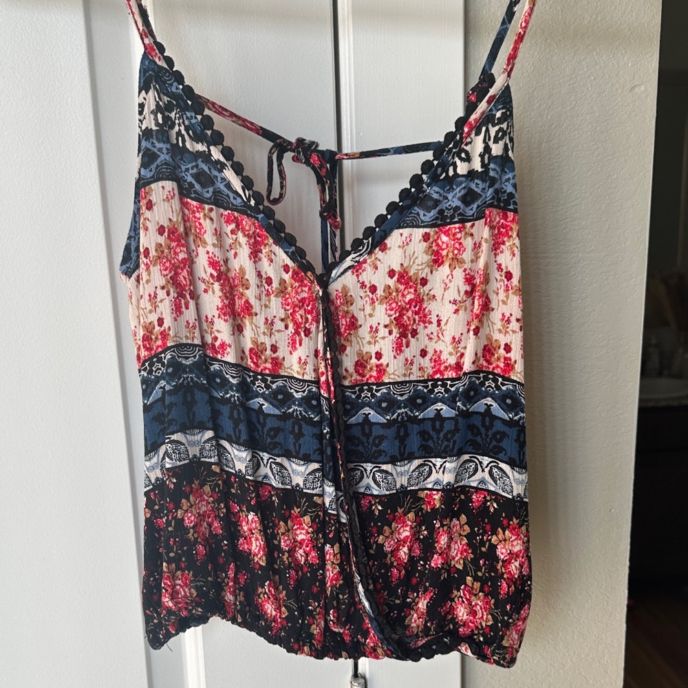 Full Tilt Floral Patchwork Cropped Tank